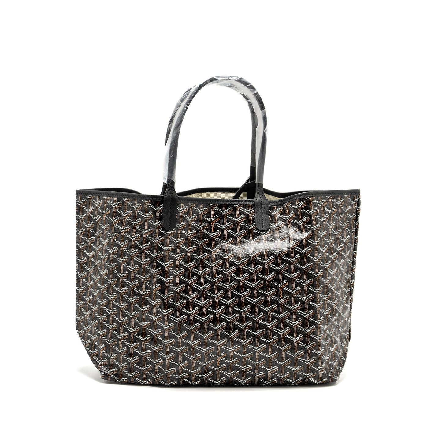 Goyard Saint Louis PM Tote Bag Goyardine Canvas/Calfskin BLACK SHW