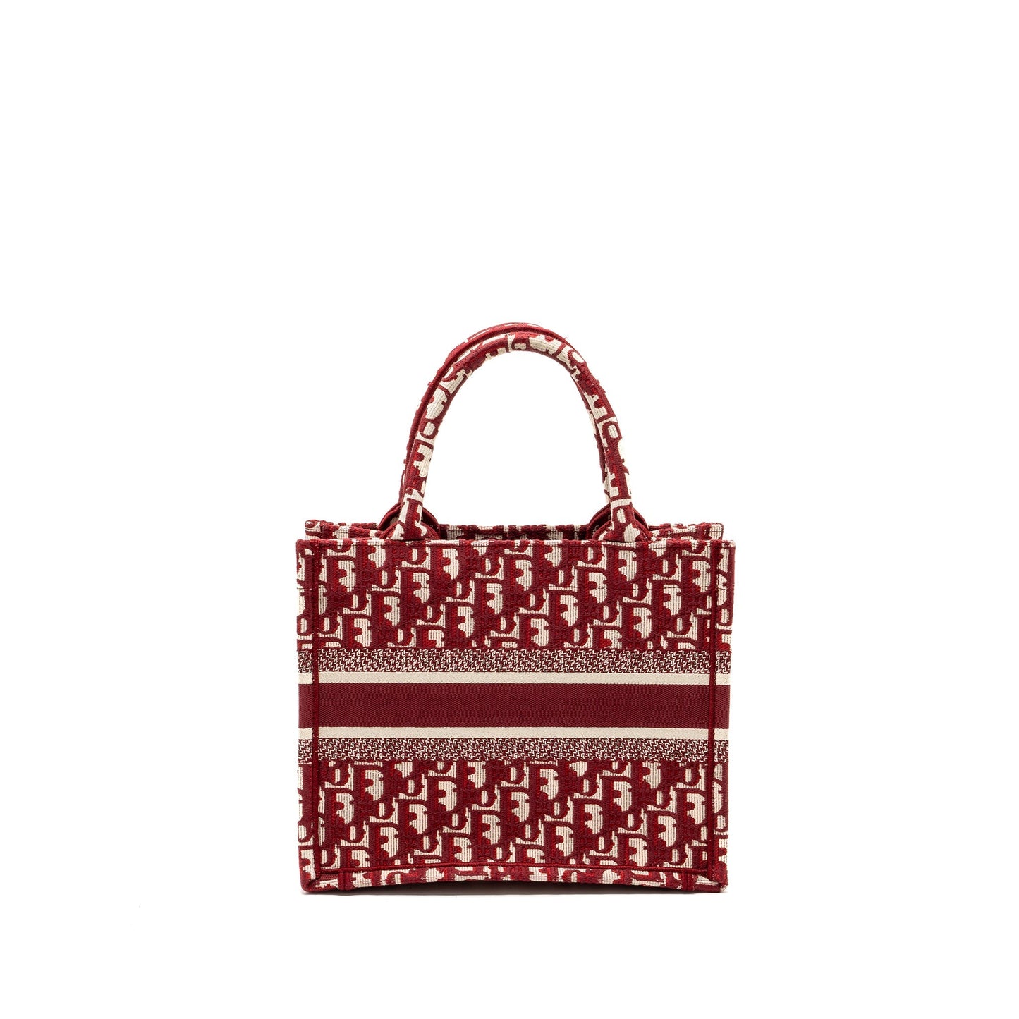 Luxury Dior small book tote oblique embroidery canvas red