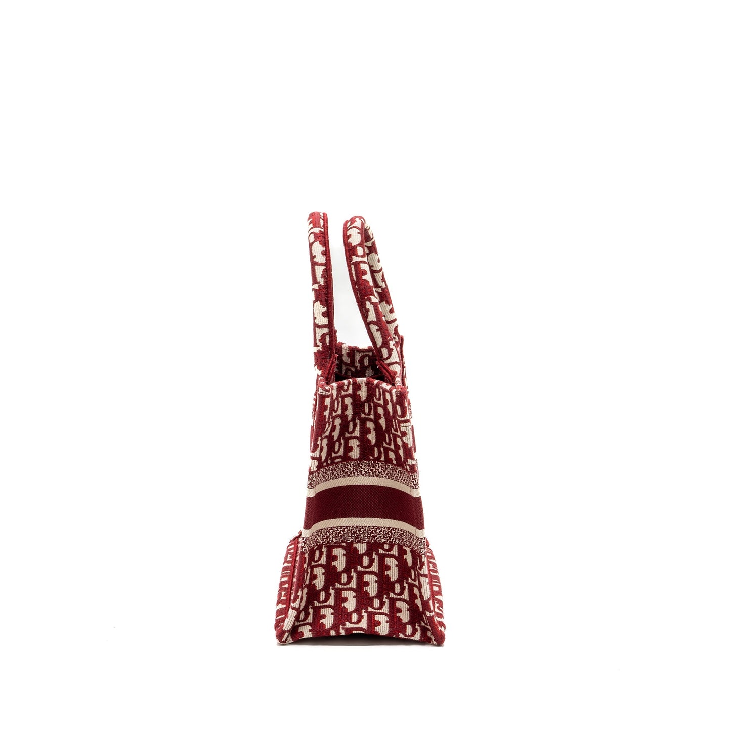 Luxury Dior small book tote oblique embroidery canvas red
