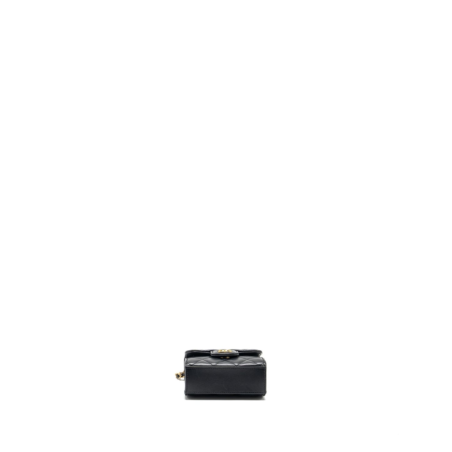 Chanel 22B Top Handle Mini Flap Clutch Lambskin black GHW (Microchip)