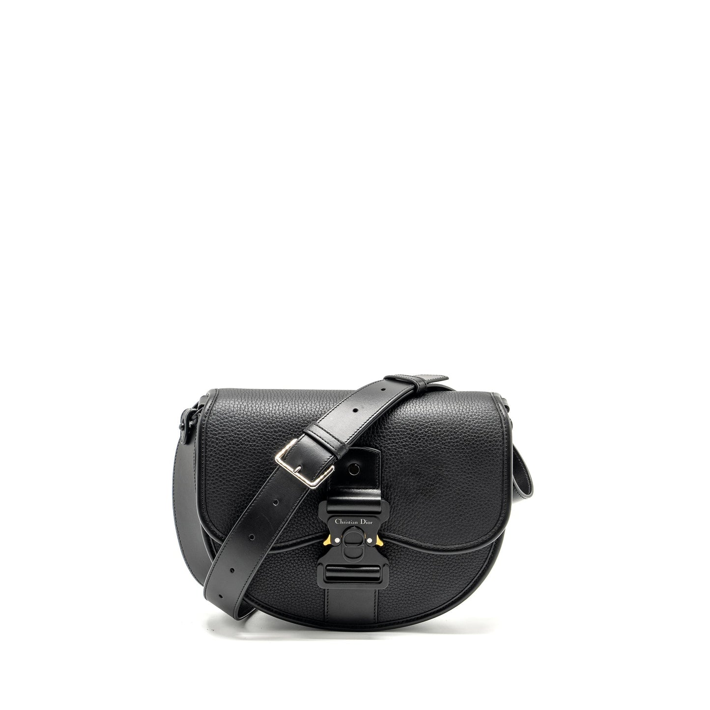 Luxury Dior Large Gallop Bag With Strap Grained Smooth Calfskin Black Silver/Gold Hardware