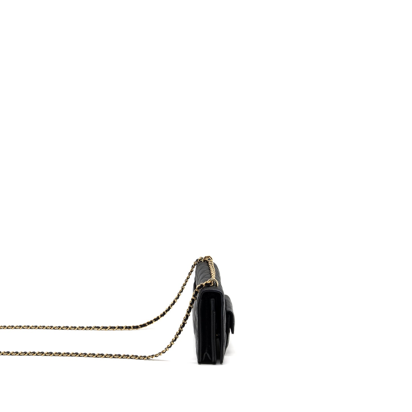 Chanel Wallet on Chain with Pocket Black Caviar GHW (Microchip)