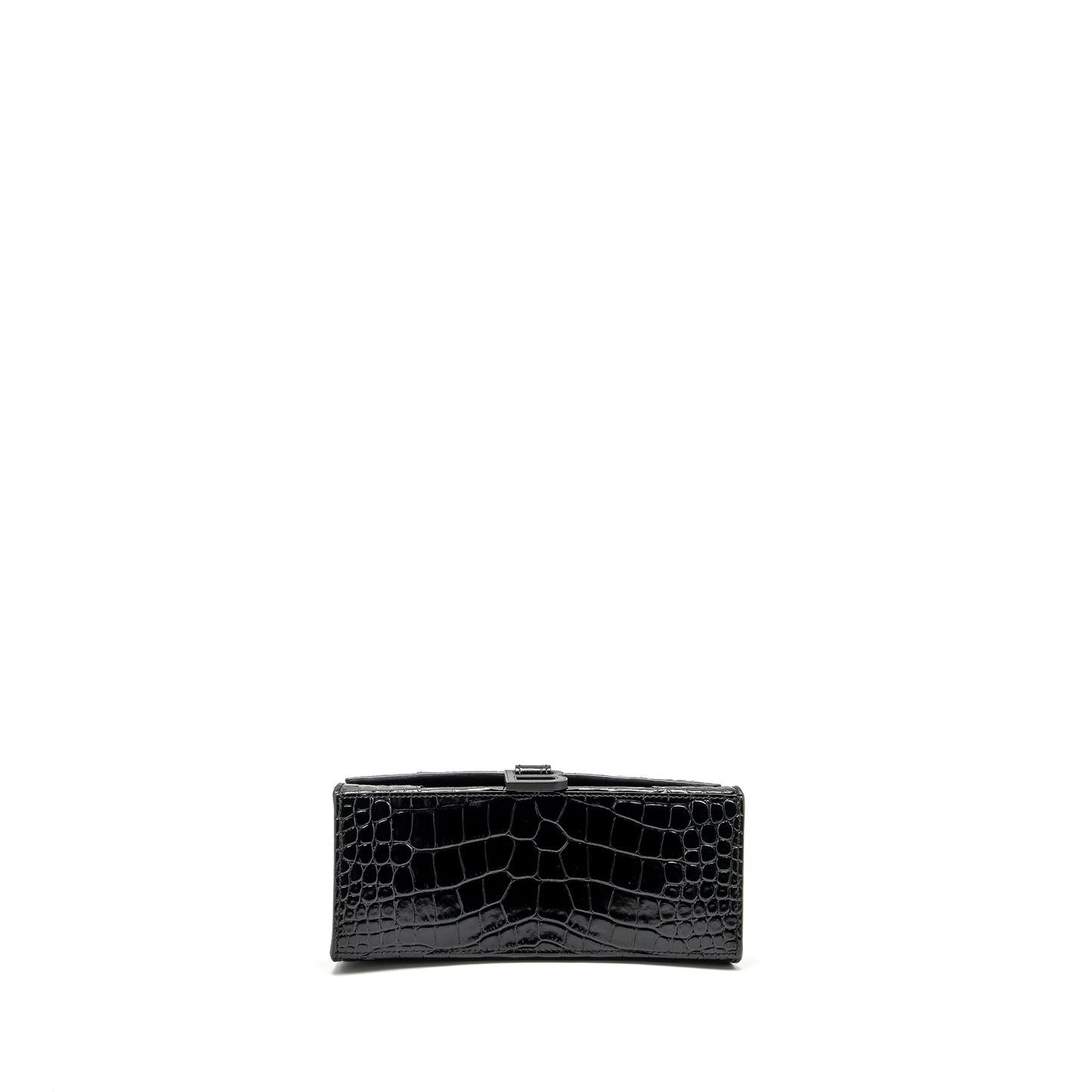 Balenciaga Hourglass S Croc-Embossed Calfskin So Black