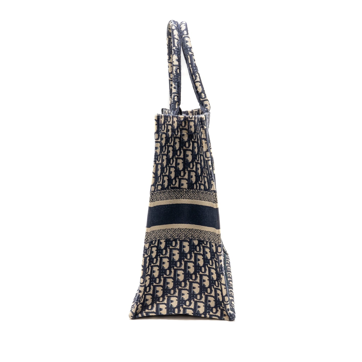 Dior Large Book Tote Oblique Embroidery Ecru/Blue