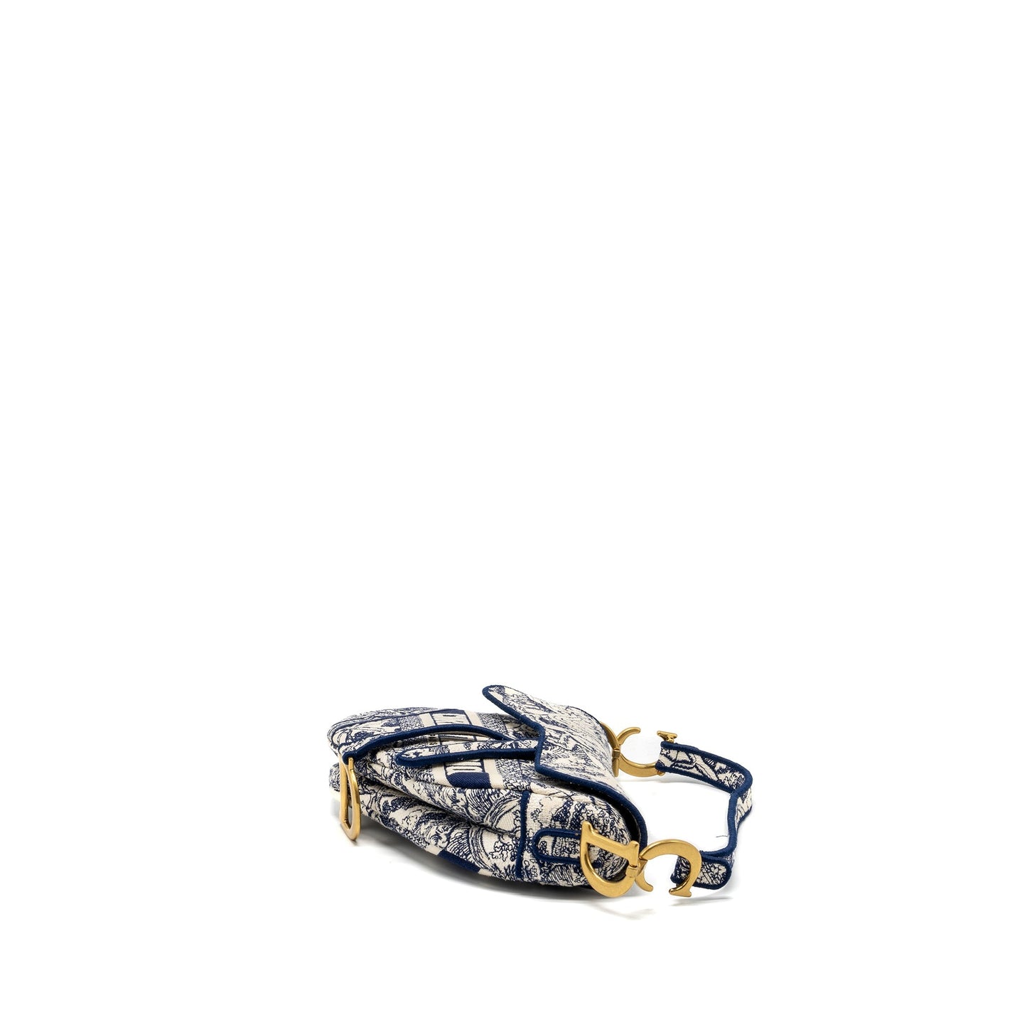 Luxury Dior Medium Saddle Bag Toile De Jouy Blue GHW