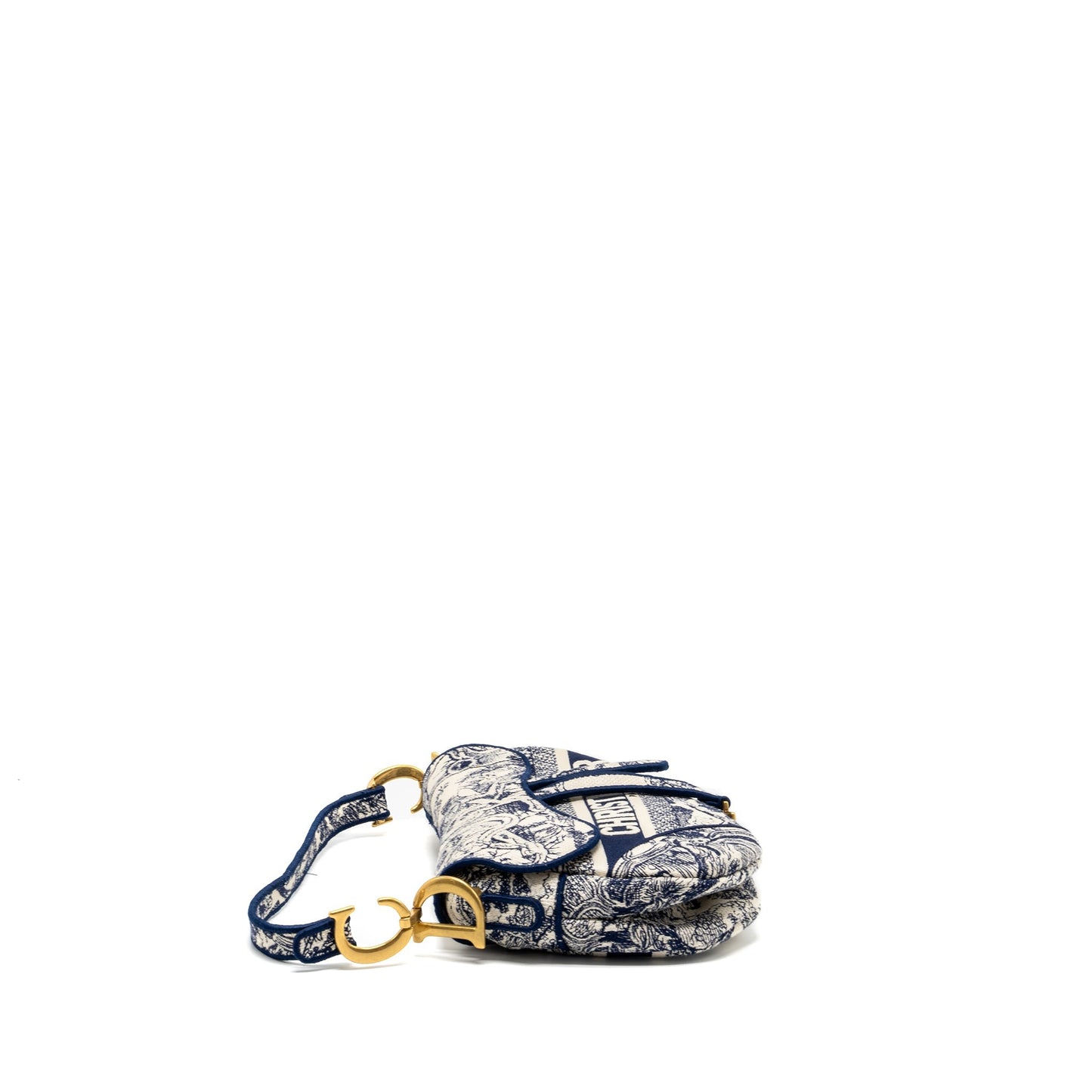 Luxury Dior Medium Saddle Bag Toile De Jouy Blue GHW