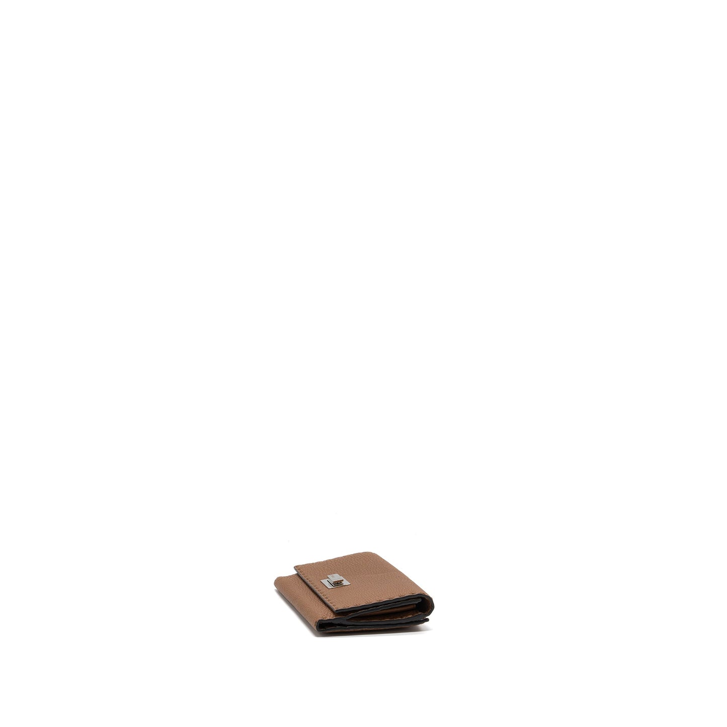 Fendi Peekaboo Continental Wallet With Topstitching Leather Brown SHW