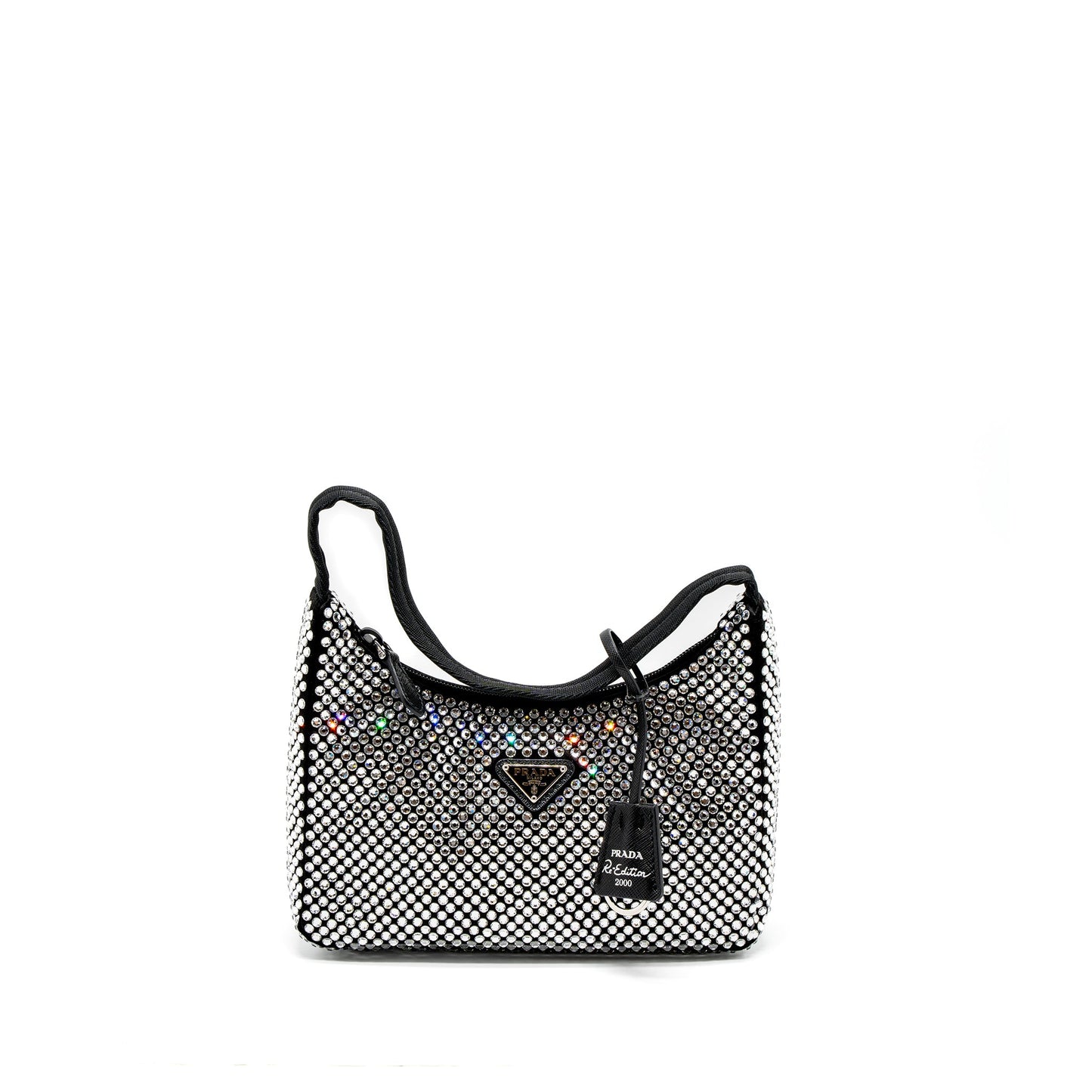 Prada Re-Edition 2000 Mini-Bag Satin/Crystal Black SHW