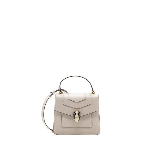 BVLGARI TOP HANDLE SERPENTI FOREVER CROSSBODY BAG CALFskin WHITE AGATE  LGHW