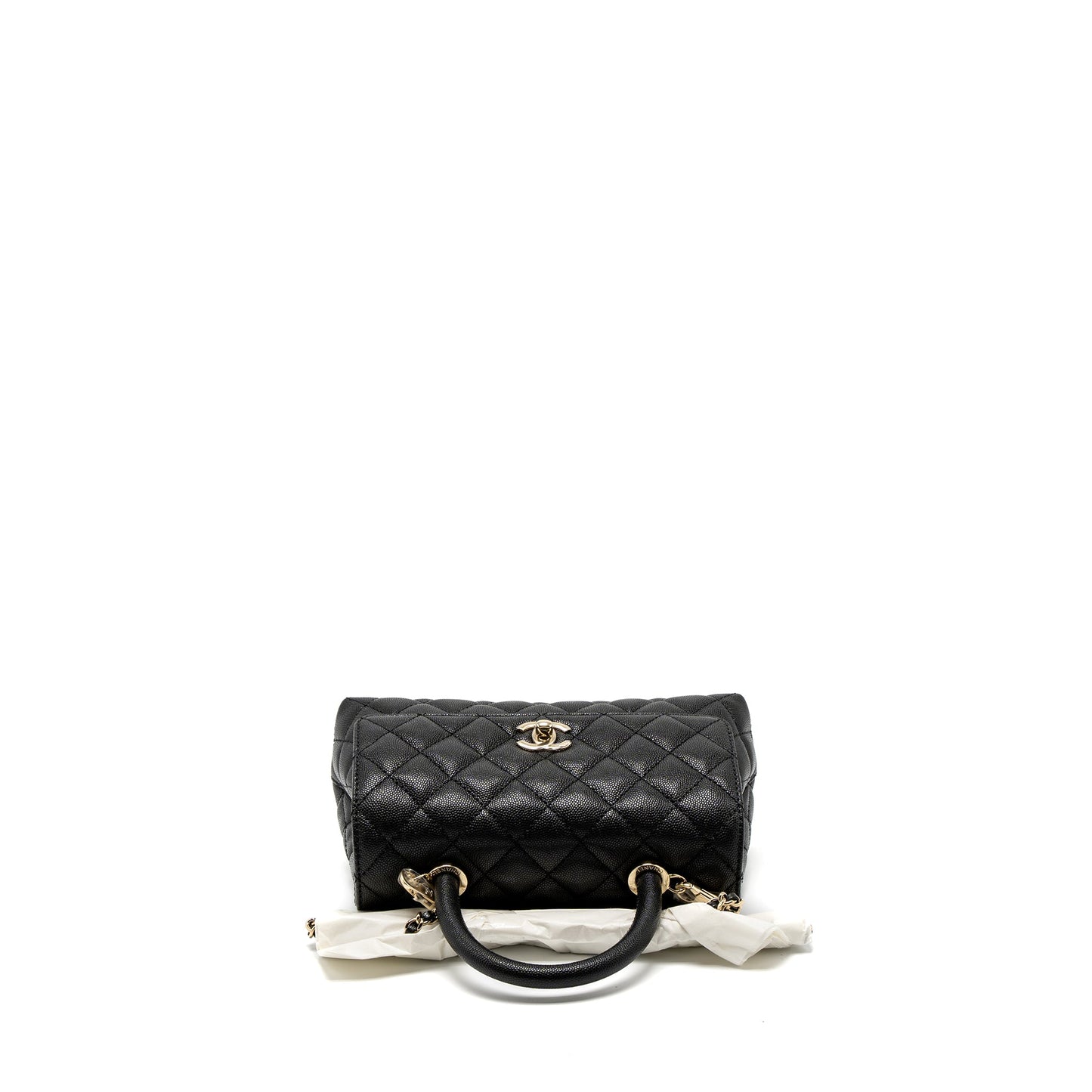 Chanel Small Coco Handle Caviar Black LGHW (Microchip)