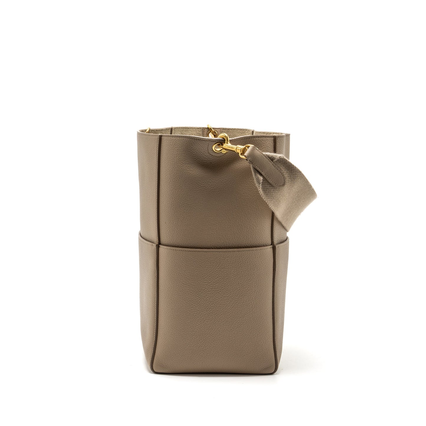 Celine Sangle Bucket Bag Calfskin Light Grey GHW