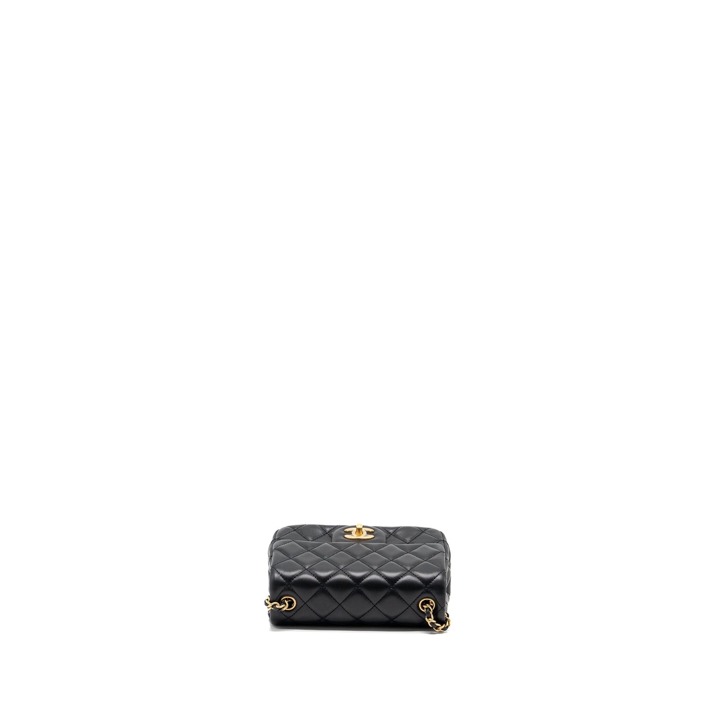Chanel Pearl Crush Mini Square Flap Bag Lambskin Black GHW (Microchip)