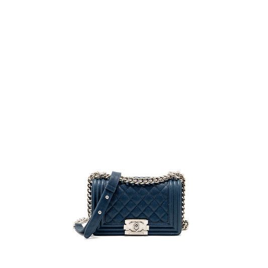 Chanel Small Boy Bag Caviar Navy SHW