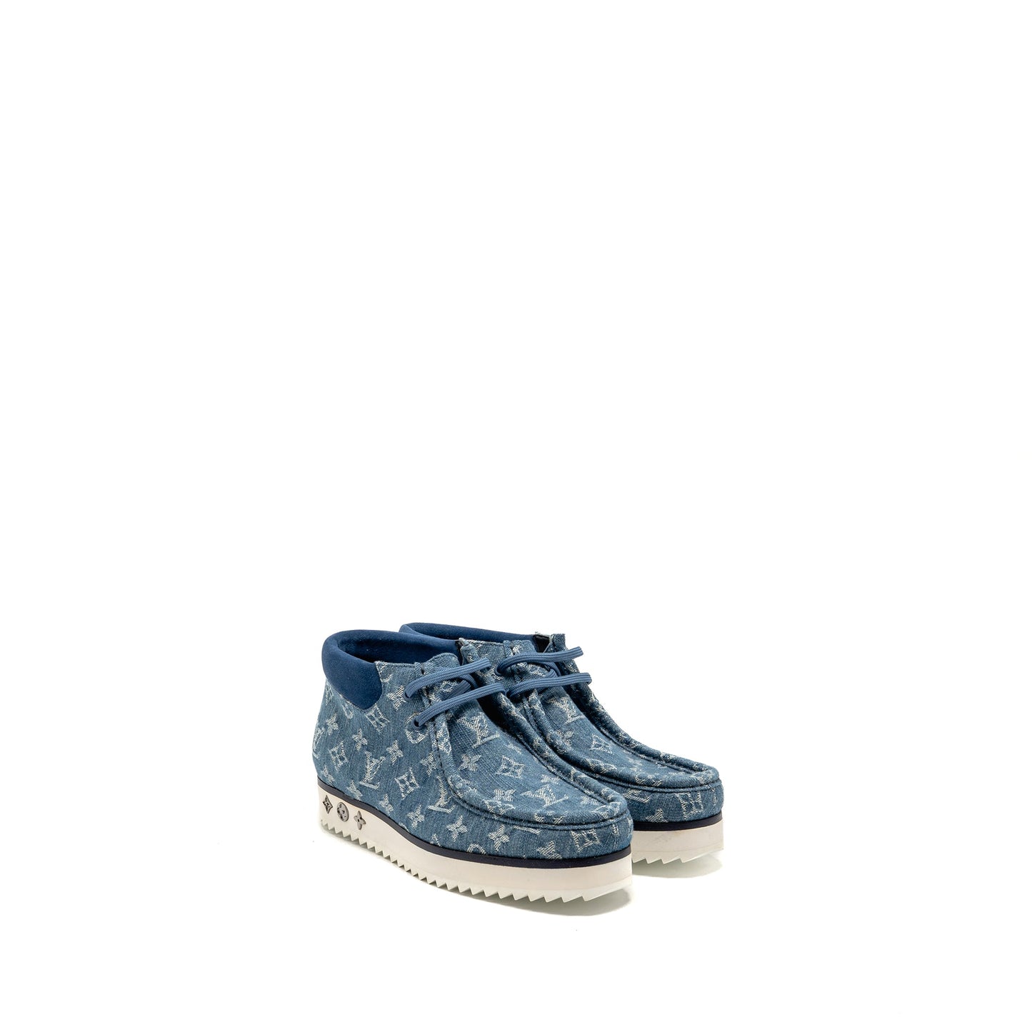 Louis Vuitton Size 7.5 Mods Ankle Boots Denim Blue/White