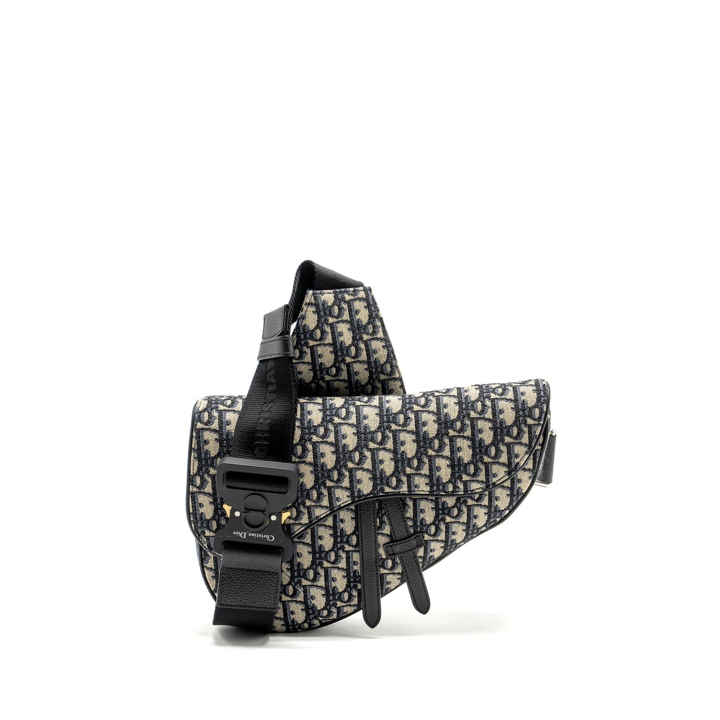 Luxury Dior Homme Saddle Bag Oblique Jacquard Beige/Black GHW