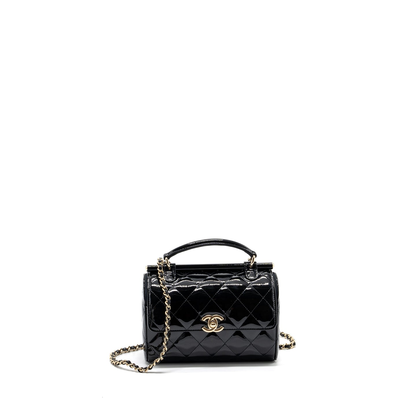 Chanel Small Trendy CC Dual Flap Bag patent black LGHW (microchip)
