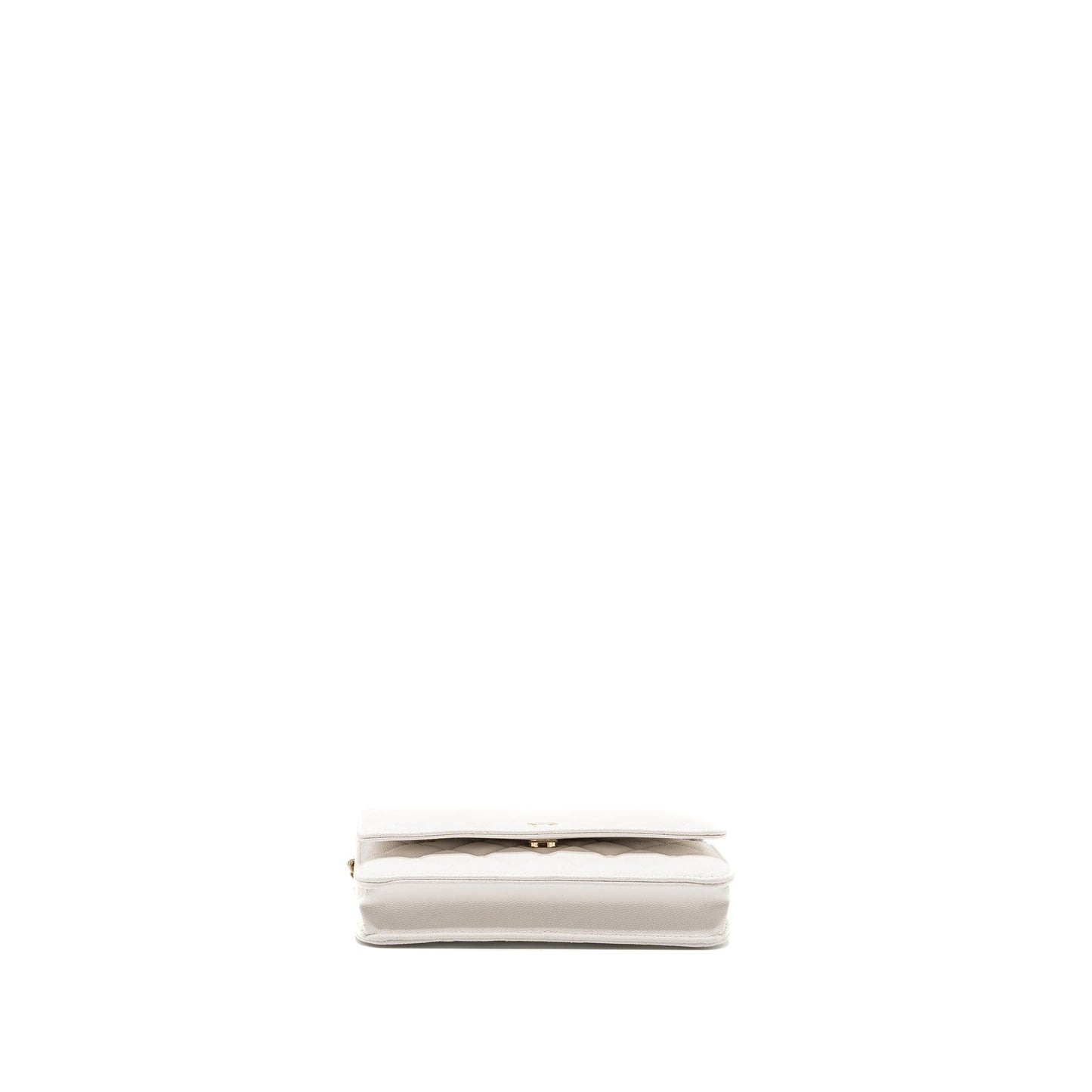 CHANEL classic wallet on chain caviar white LGHW (Microchip)