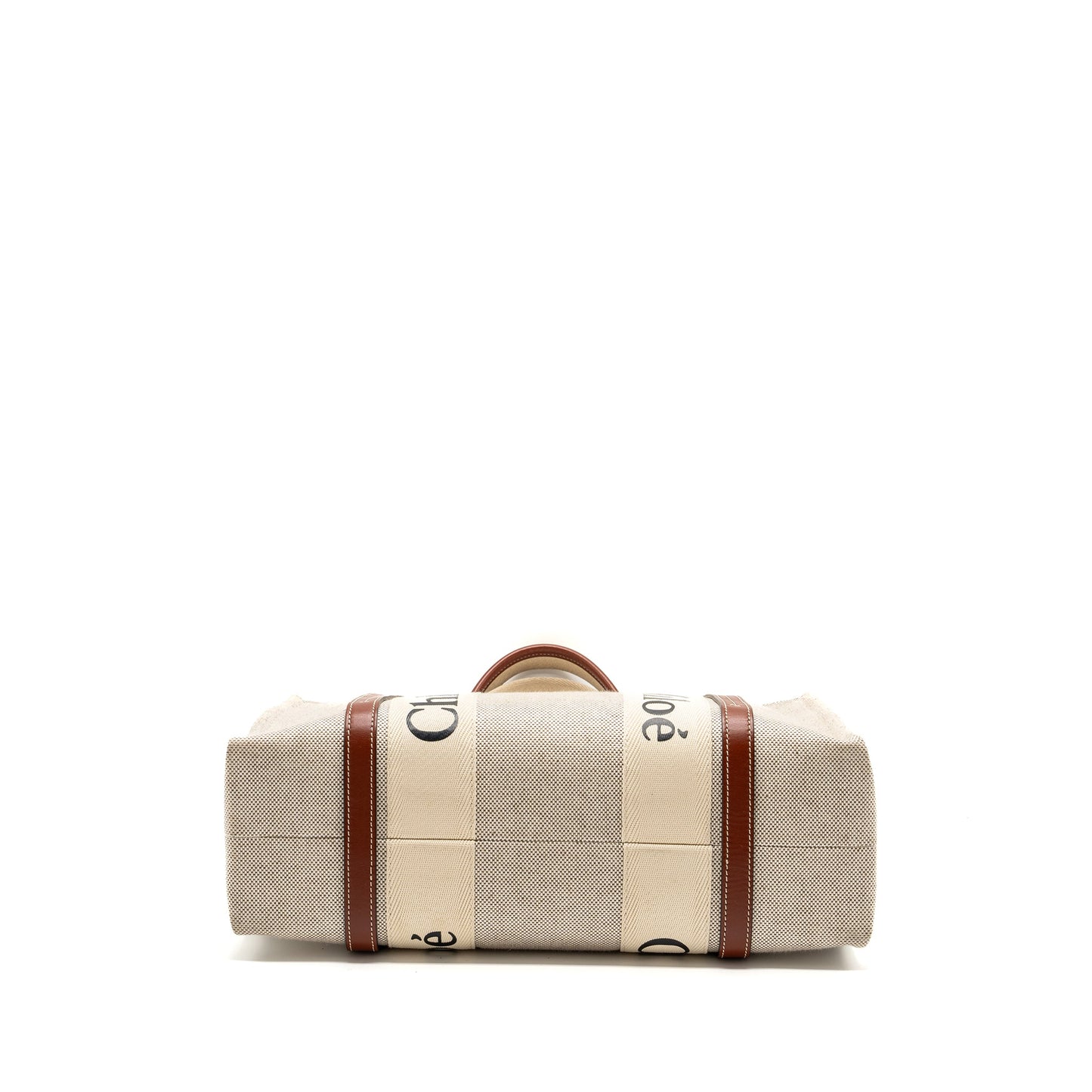 Chloe Medium Woody Tote Bag Canvas White/Brown
