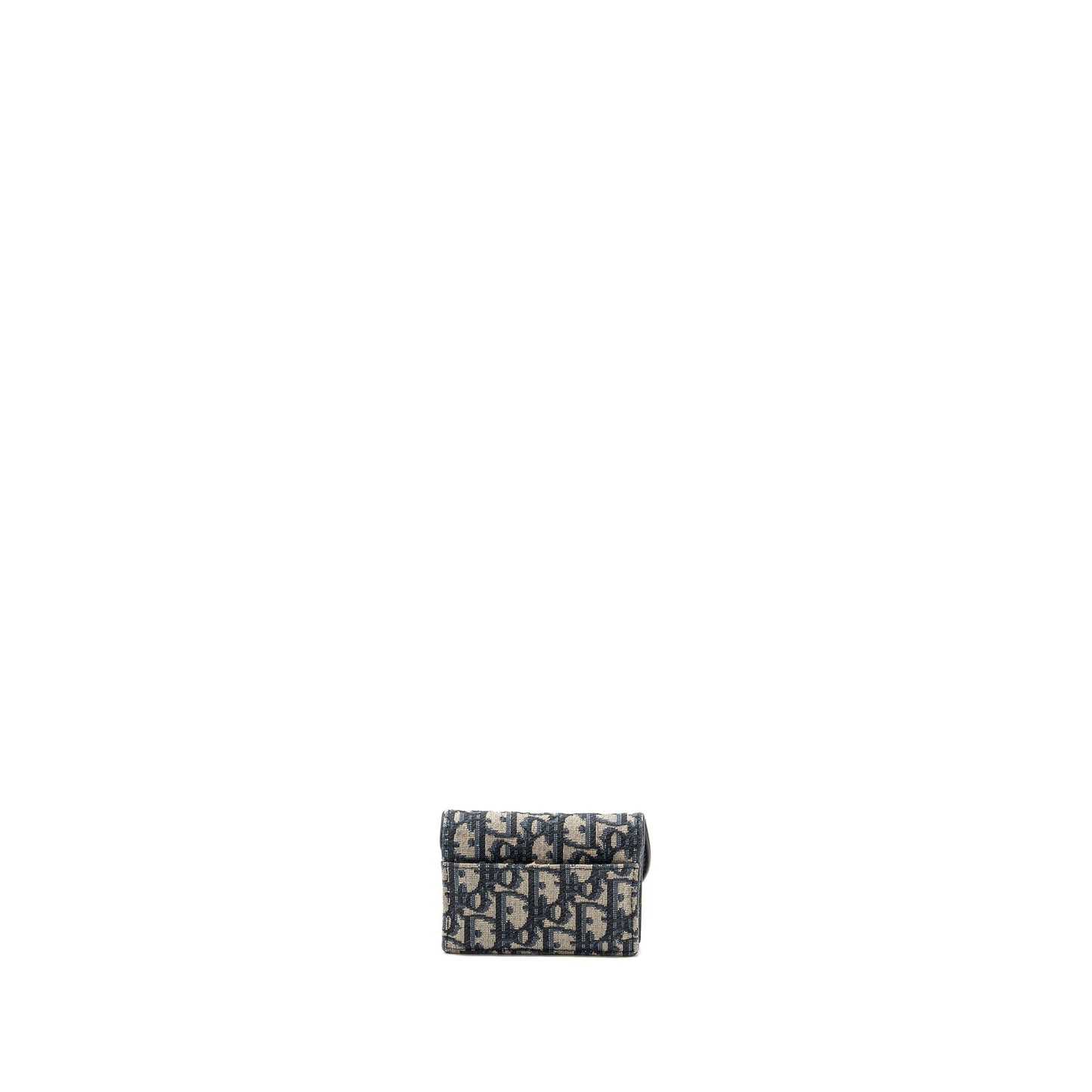 Luxury Dior Saddle Flap Card Holder Oblique Canvas blue GHW