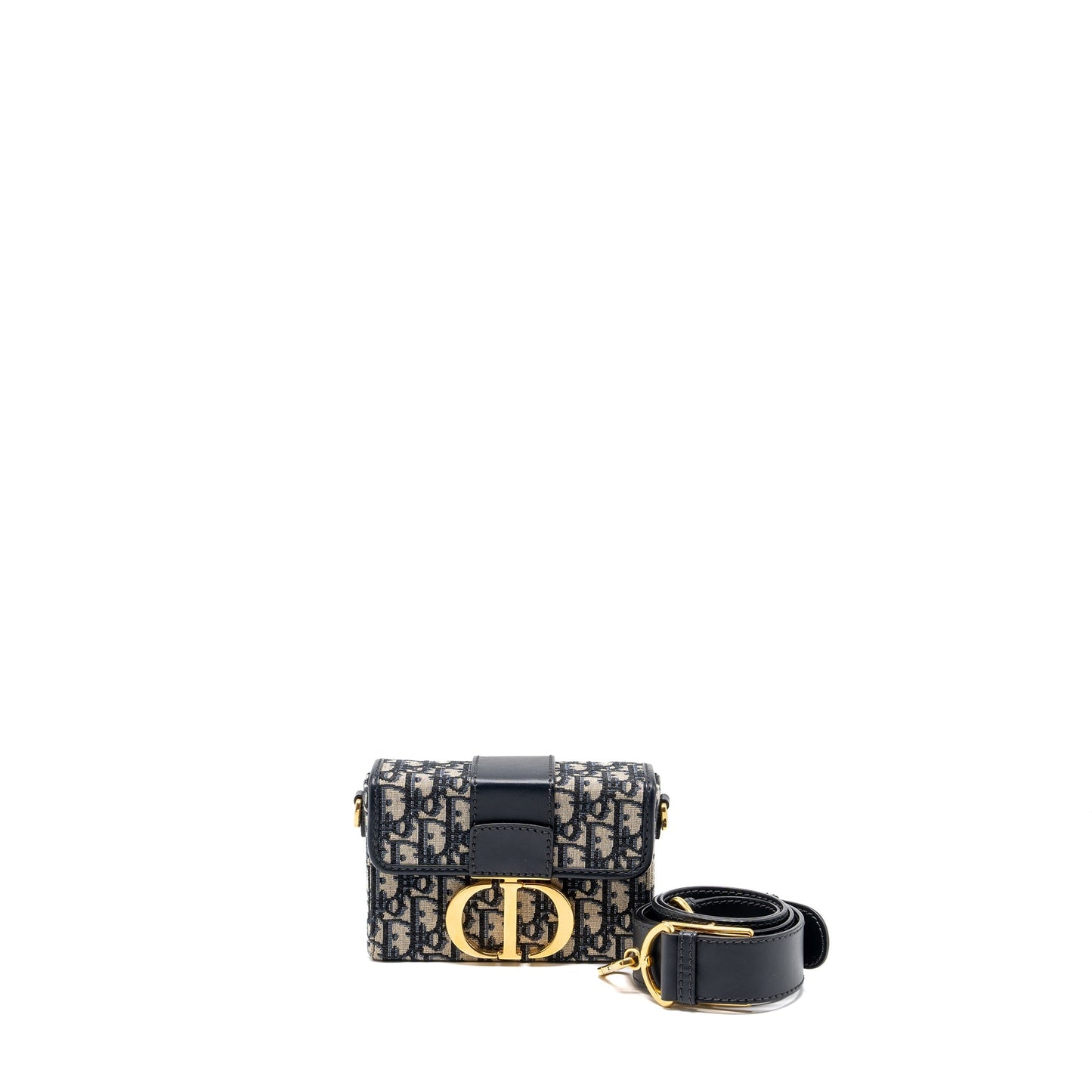 Luxury Dior 30 Montaigne Box Blue Oblique Jacquard GHW