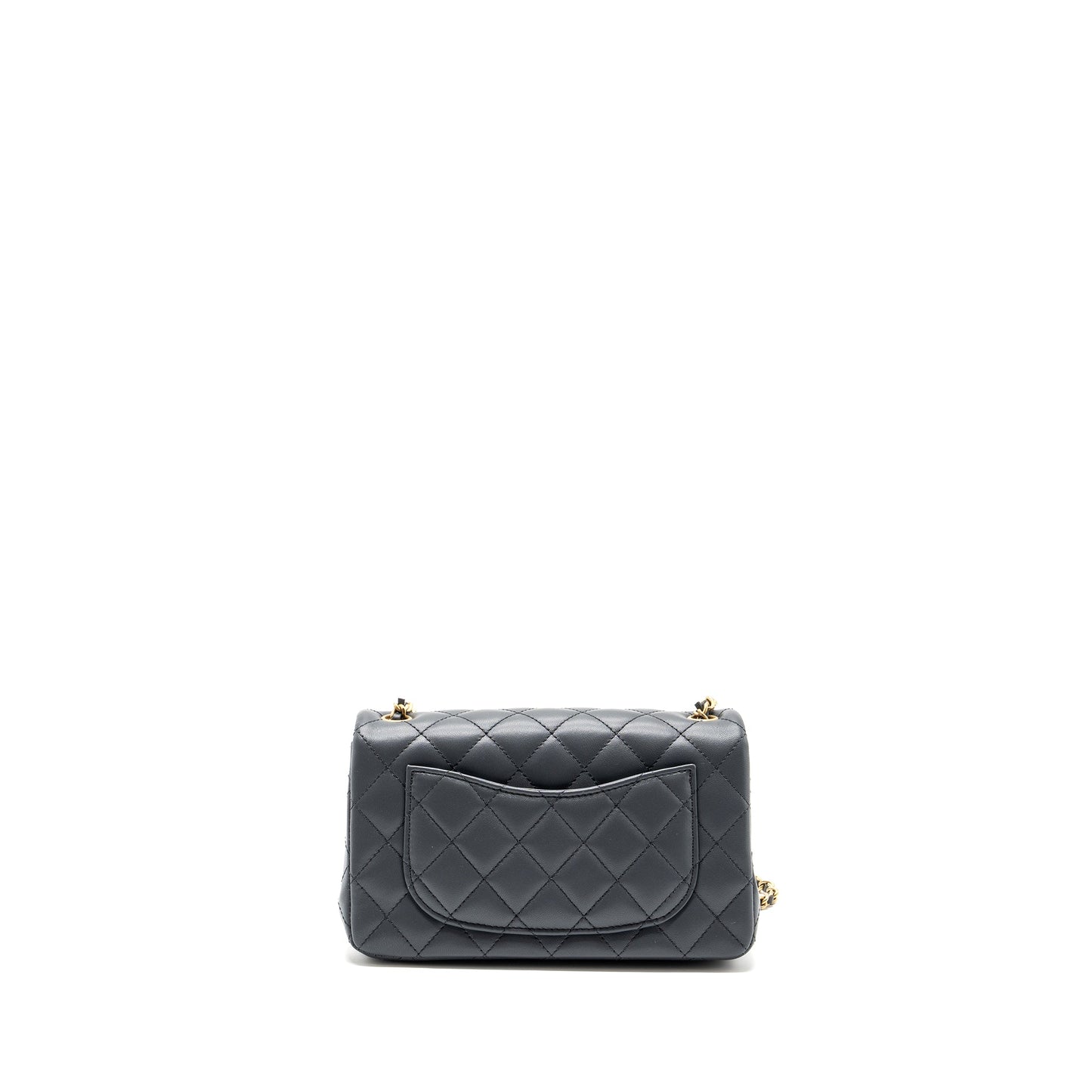 Chanel pearl crush mini rectangular flap bag Lambskin dark grey GHW (microchip)
