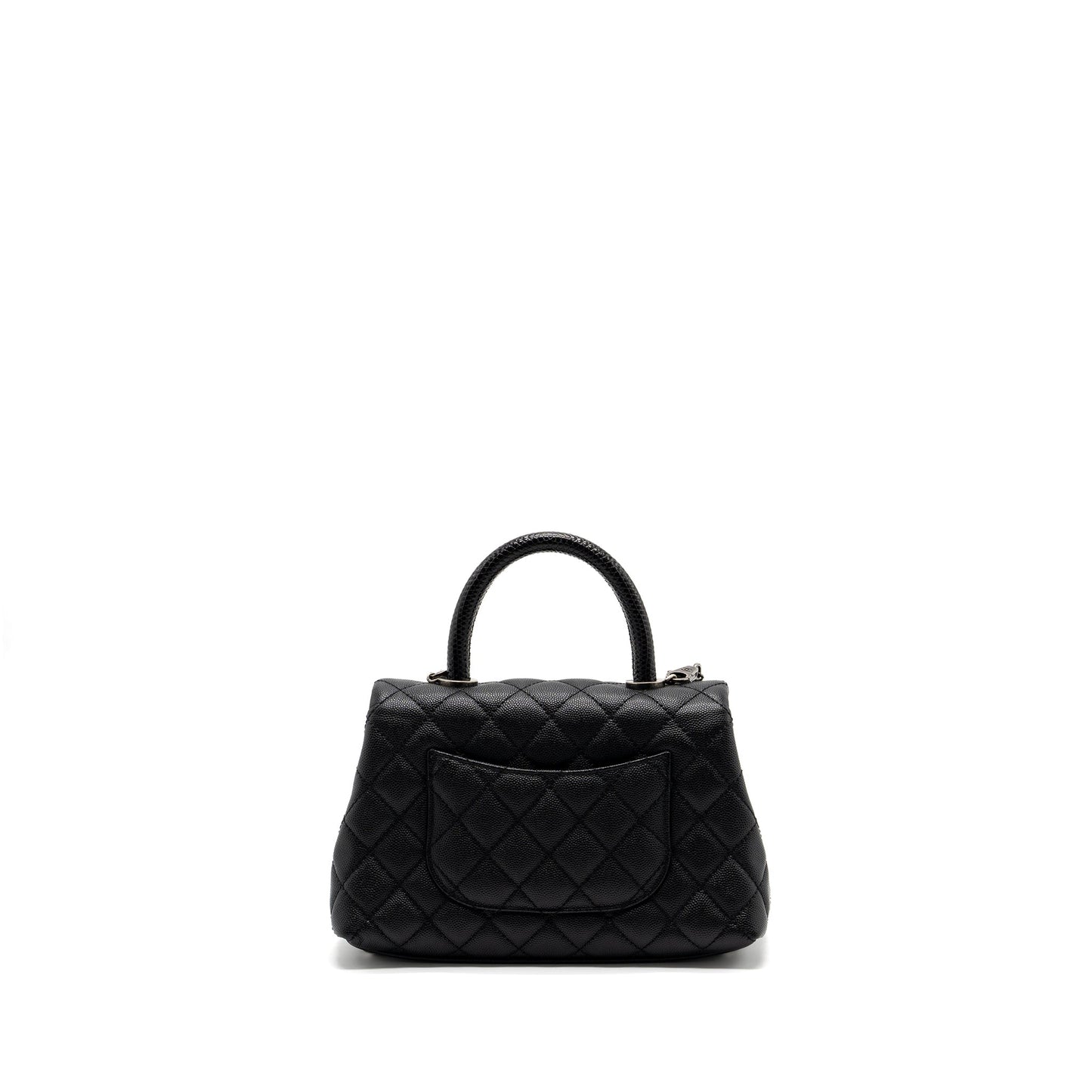 Chanel small coco handle caviar / lizard handle black ruthenium hardware