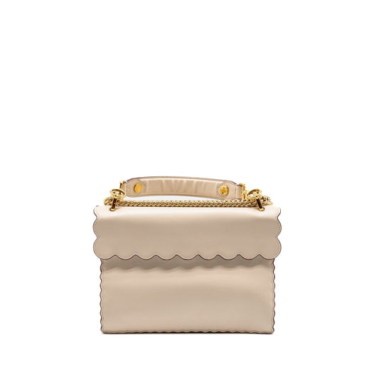 Fendi Kan I Flap Bag Calfskin Leather Cream White LGHW