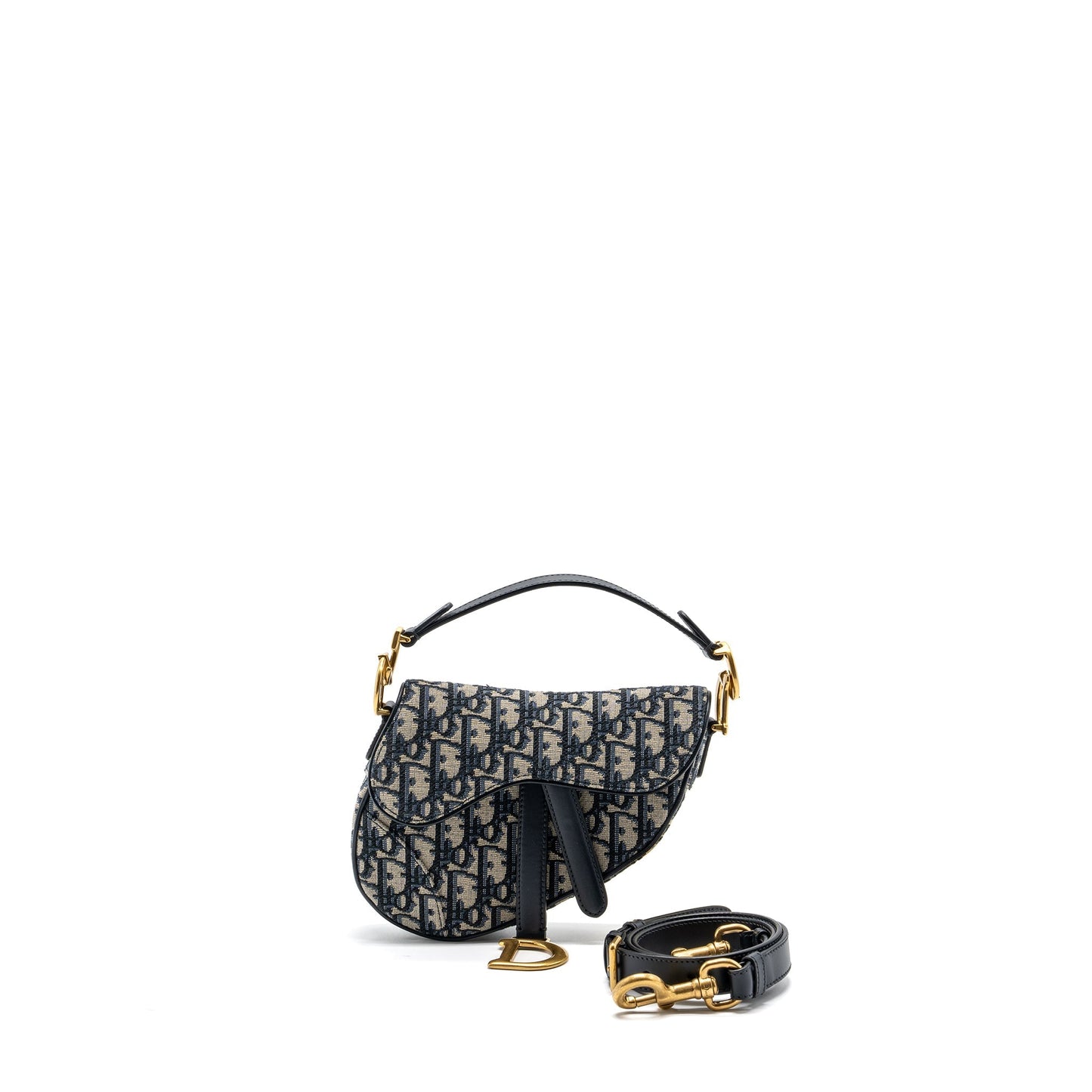 Luxury Dior Mini Saddle Bag Blue Oblique Jacquard GHW