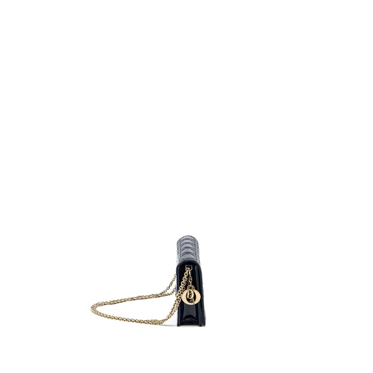 Luxury Dior Lady Luxury Dior Pouch with Chain patent dark blue LGHW