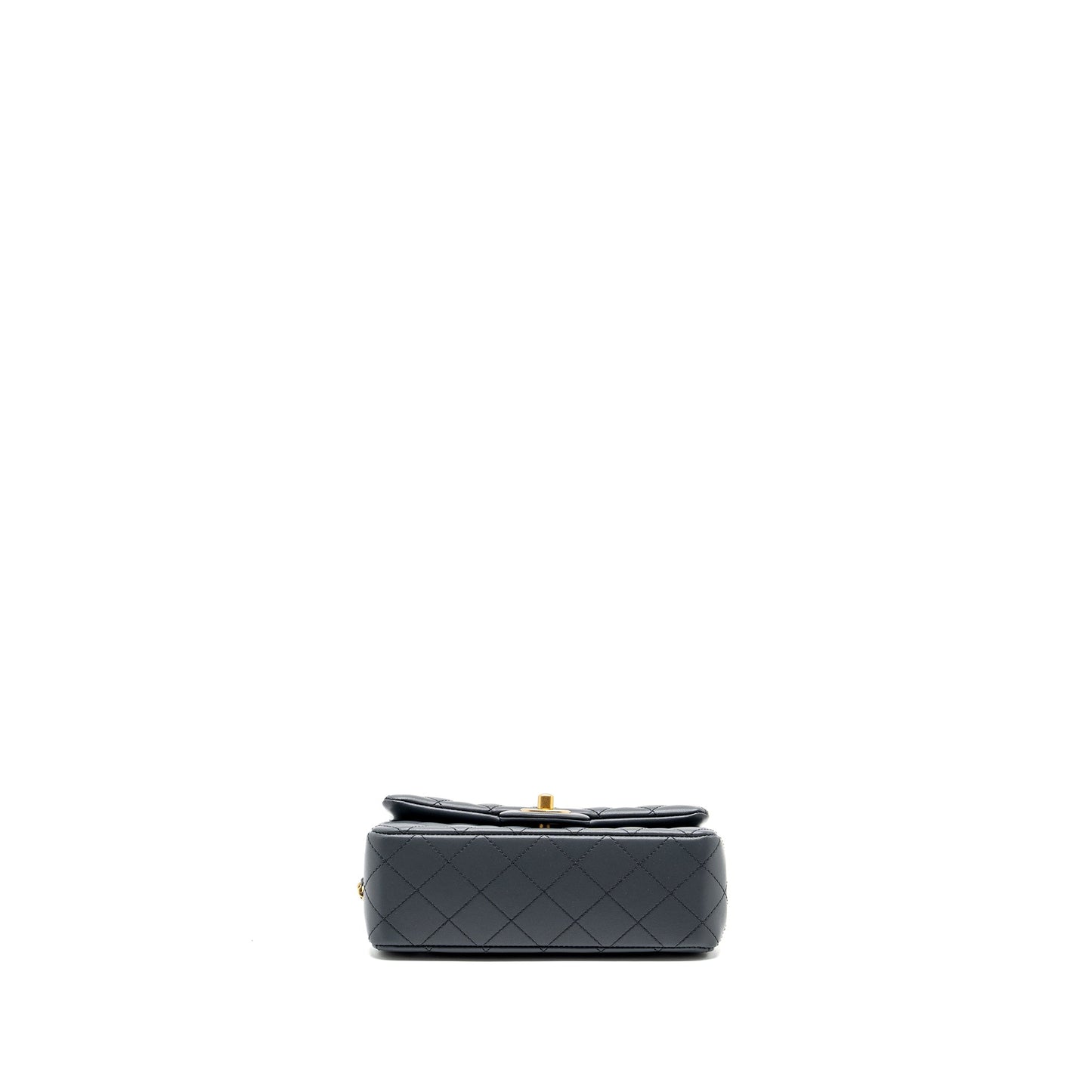 Chanel pearl crush mini rectangular flap bag Lambskin dark grey GHW (microchip)