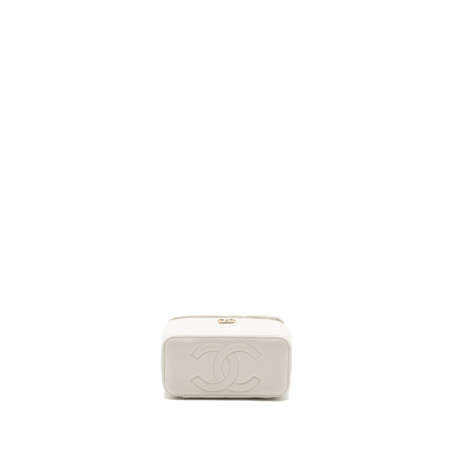 Chanel Letter/CC logo Chain Long Vanity Calfskin White LGHW (Microchip)