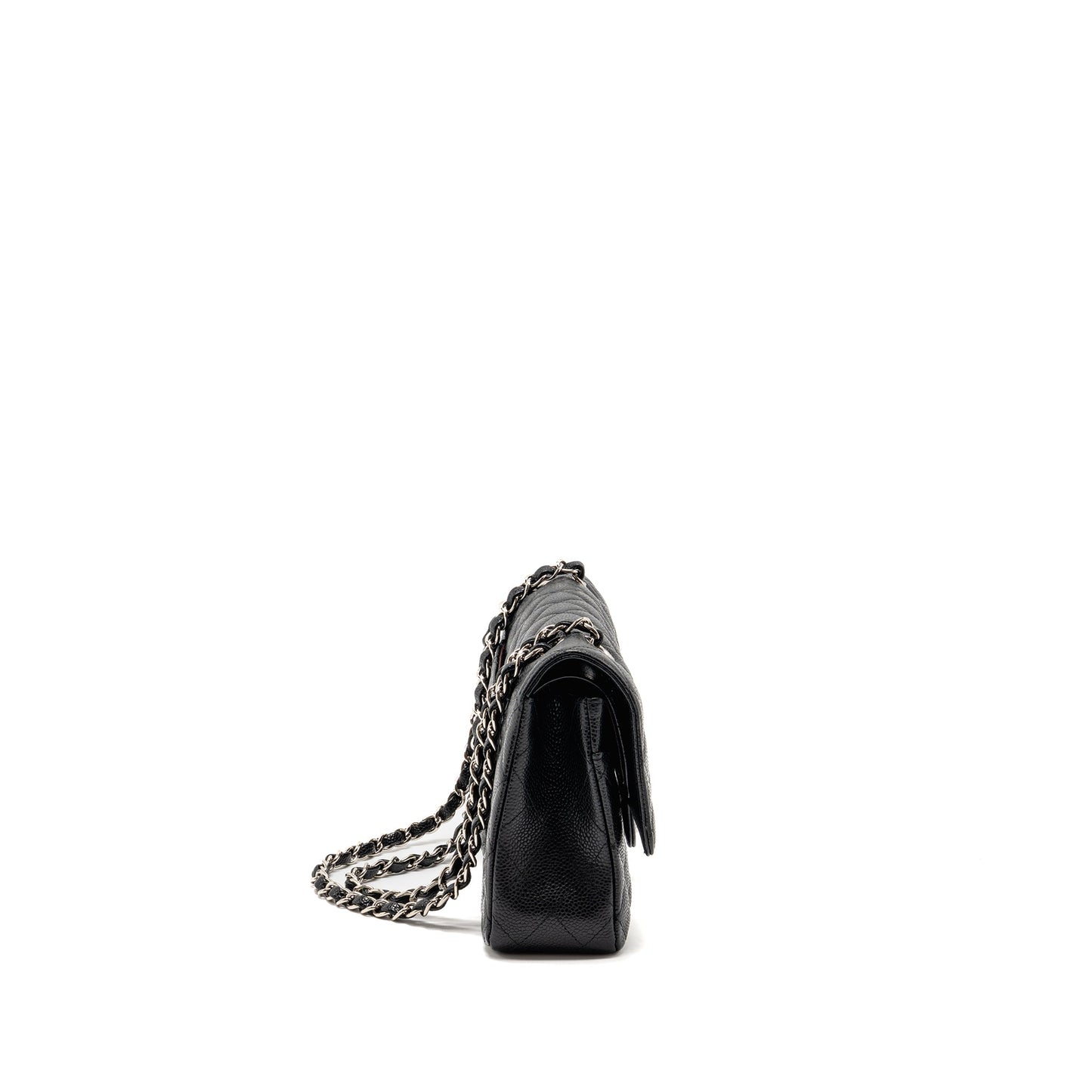 CHANEL Medium Classic Double Flap Bag Caviar Black SHW