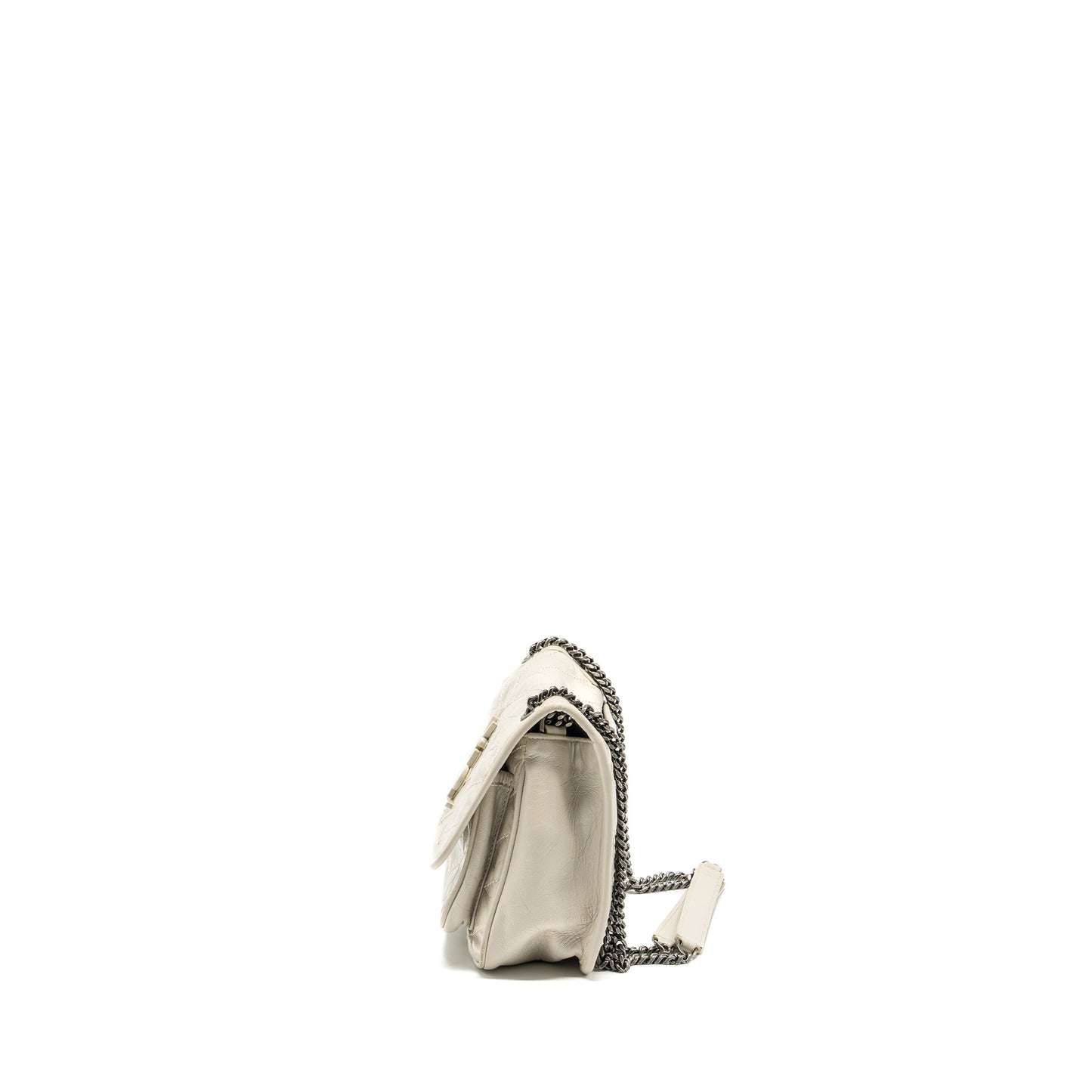Saint Laurent/YSL Niki Baby Flap Bag Calfskin White SHW