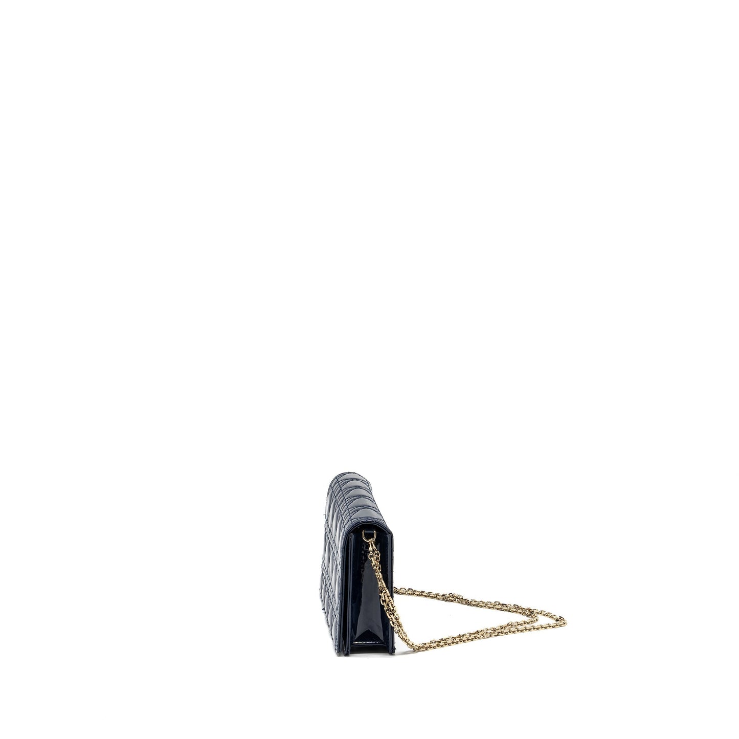 Luxury Dior Lady Luxury Dior Pouch with Chain patent dark blue LGHW
