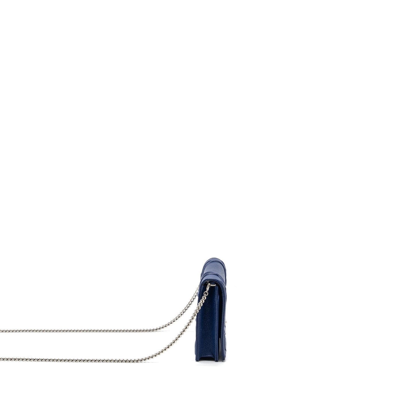 Luxury Dior Luxury DiorAMA WALLET ON CHAIN Leather BLUE SHW