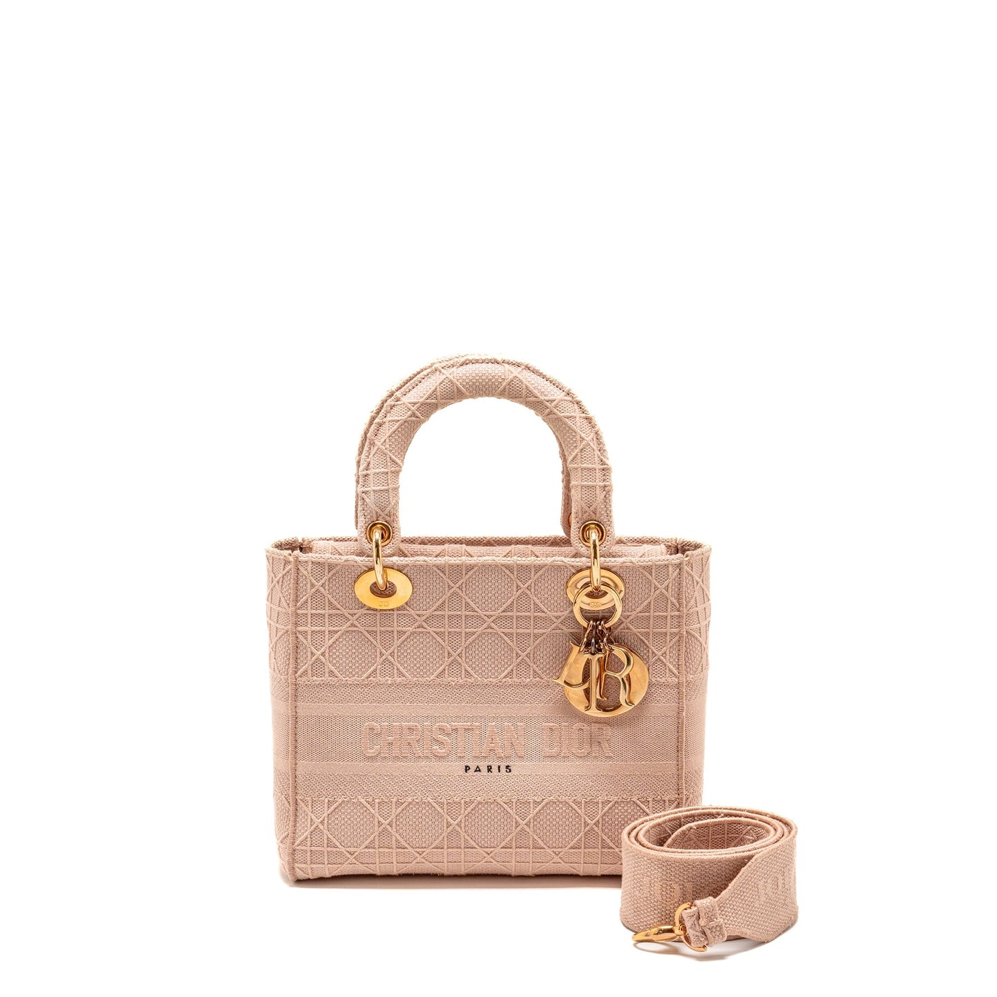 Luxury Dior Medium Lady D-Lite Bag Cannage Embroidery Rosewood Pink Hardware
