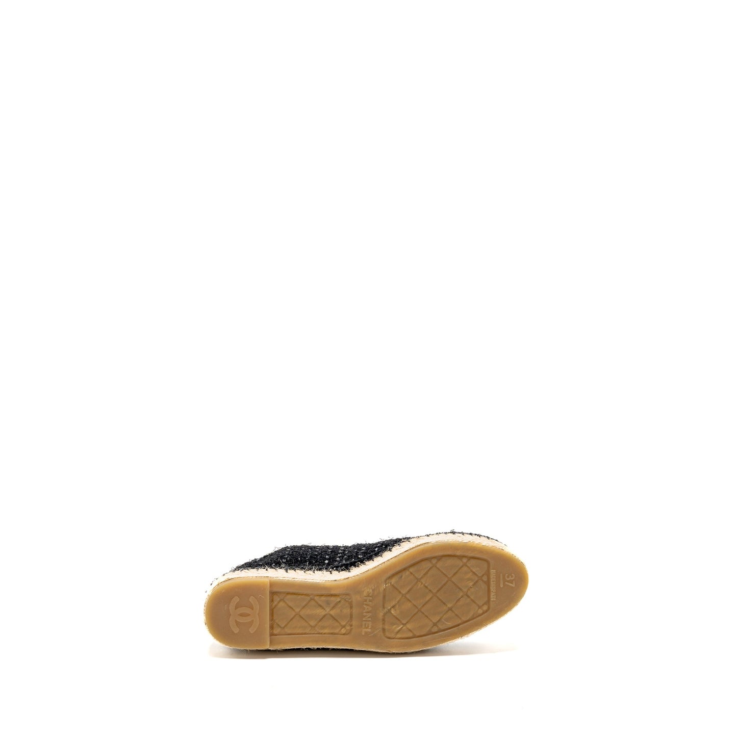 Chanel Size 37 Espadrilles Tweed/Cotton Dark Blue/Black/Multicolour