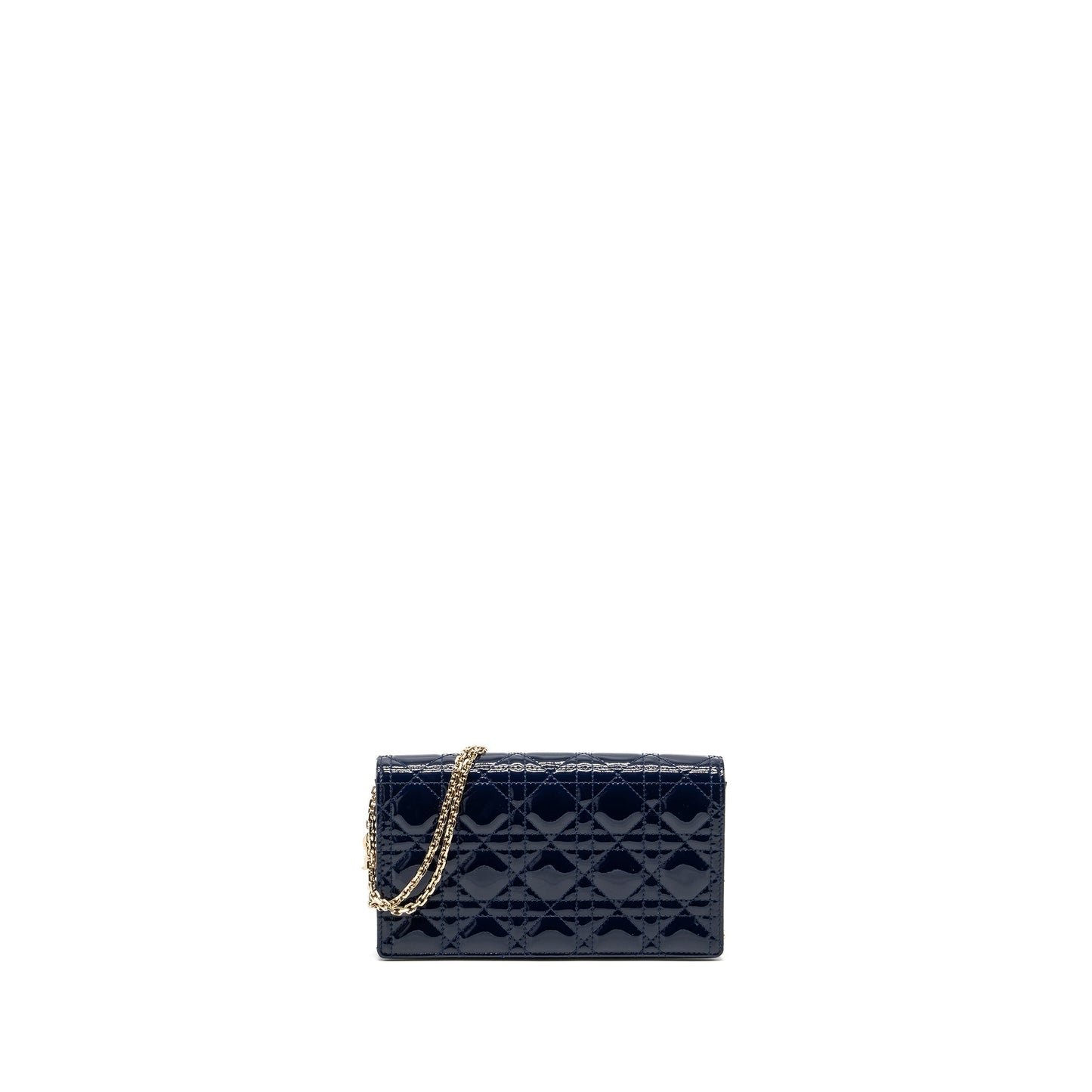 Luxury Dior Lady Luxury Dior Pouch with Chain patent dark blue LGHW