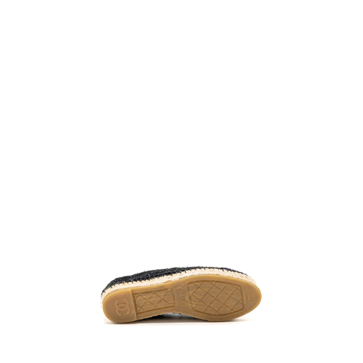 Chanel Size 37 Espadrilles Tweed/Cotton Dark Blue/Black/Multicolour