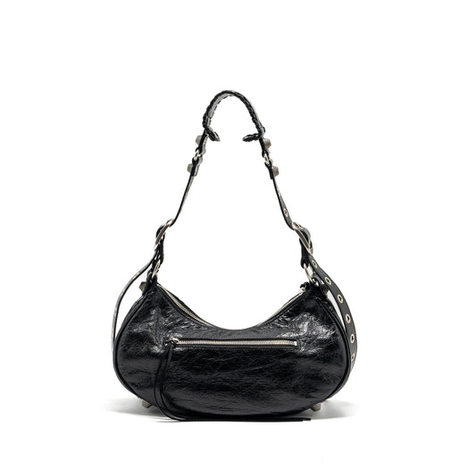 Balenciaga Le Cargole Small Shoulder Bag Lambskin Black SHW