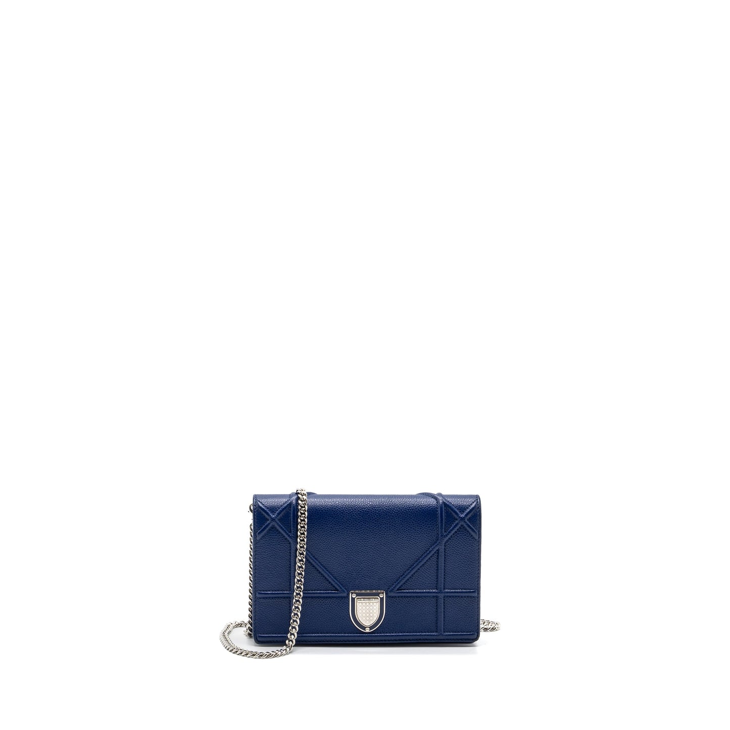 Luxury Dior Luxury DiorAMA WALLET ON CHAIN Leather BLUE SHW