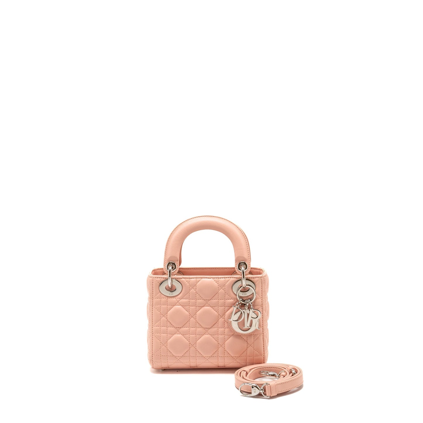 Luxury Dior Mini Lady Luxury Dior Lambskin Light Pink SHW