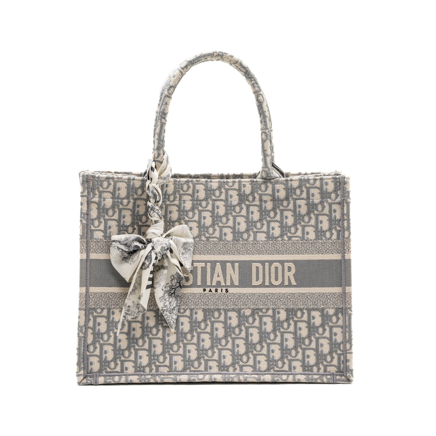 Luxury Dior Meidum Book Tote Luxury Dior Oblique Embroidery Canvas Ecru/Grey