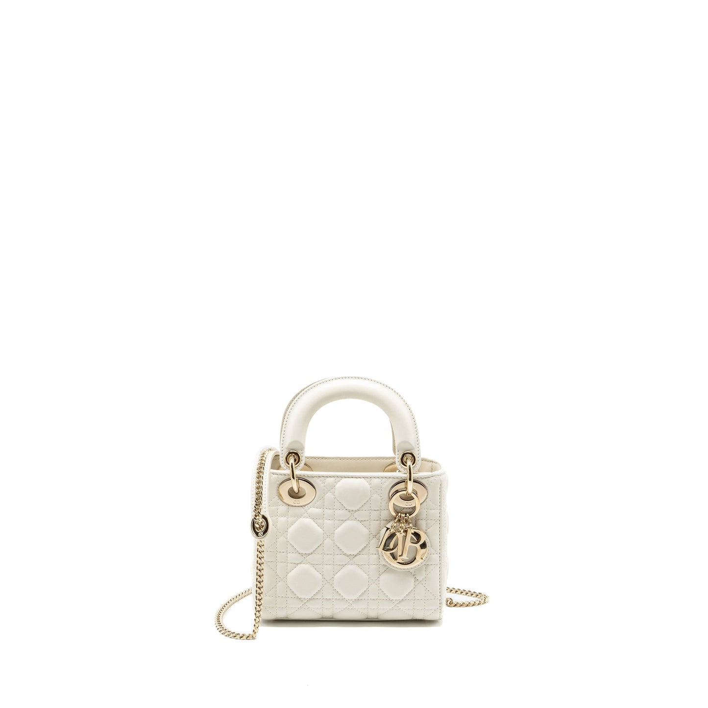 Luxury Dior Mini Lady Luxury Dior Lambskin White LGHW
