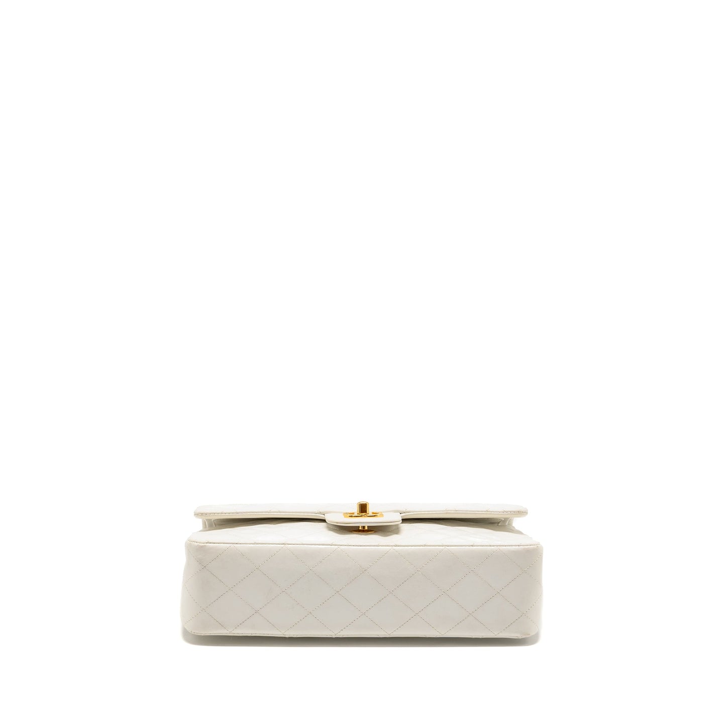 Chanel Vintage Medium Classic Double Flap Bag White Lambskin GHW