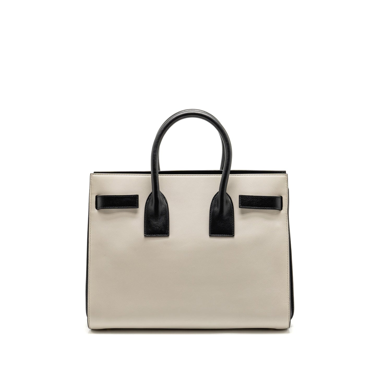 Saint Laurent /YSL Small Sac de Jour Tote Bag Calfskin White / Black GHW