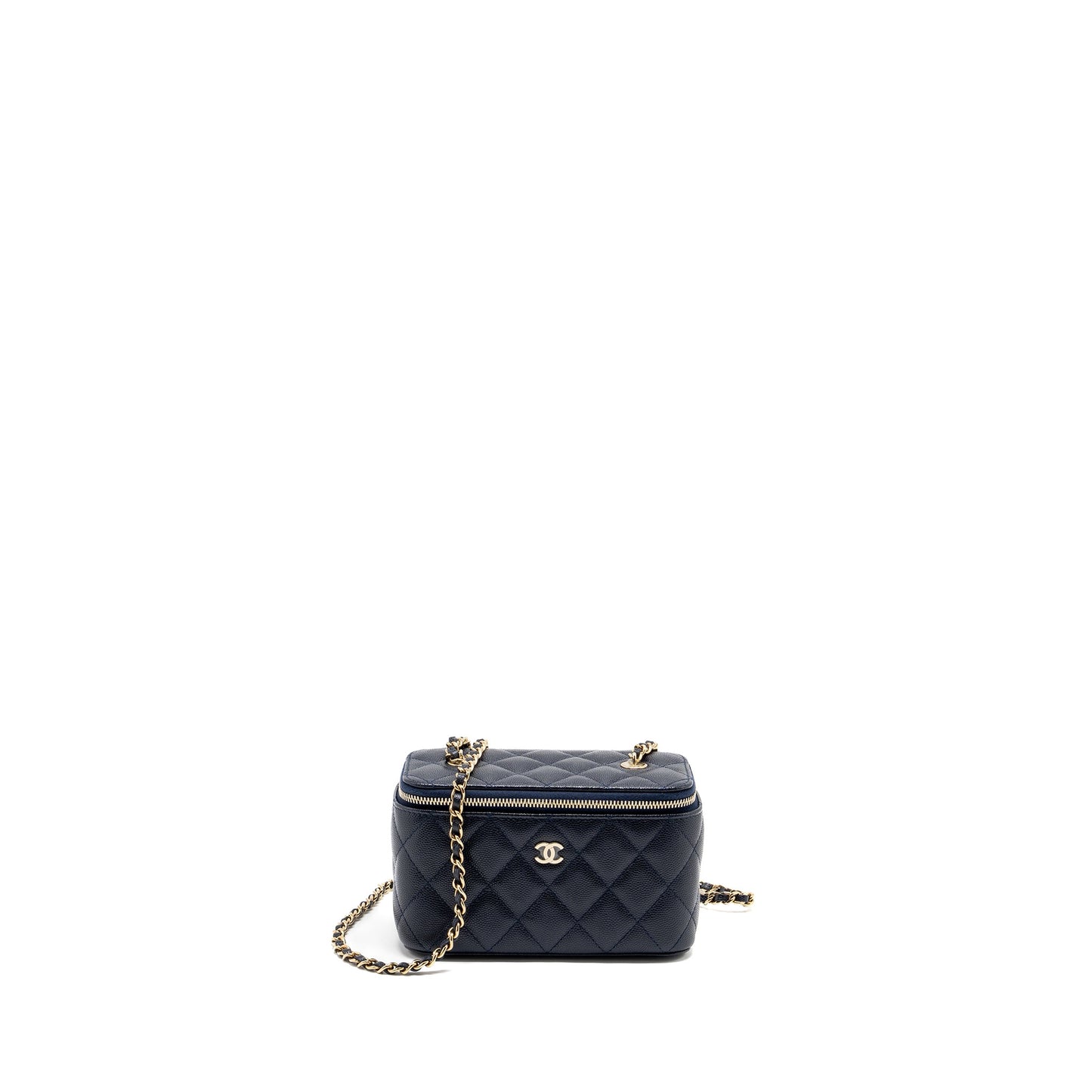 Chanel 23c long vanity case caviar navy LGHW (microchip)