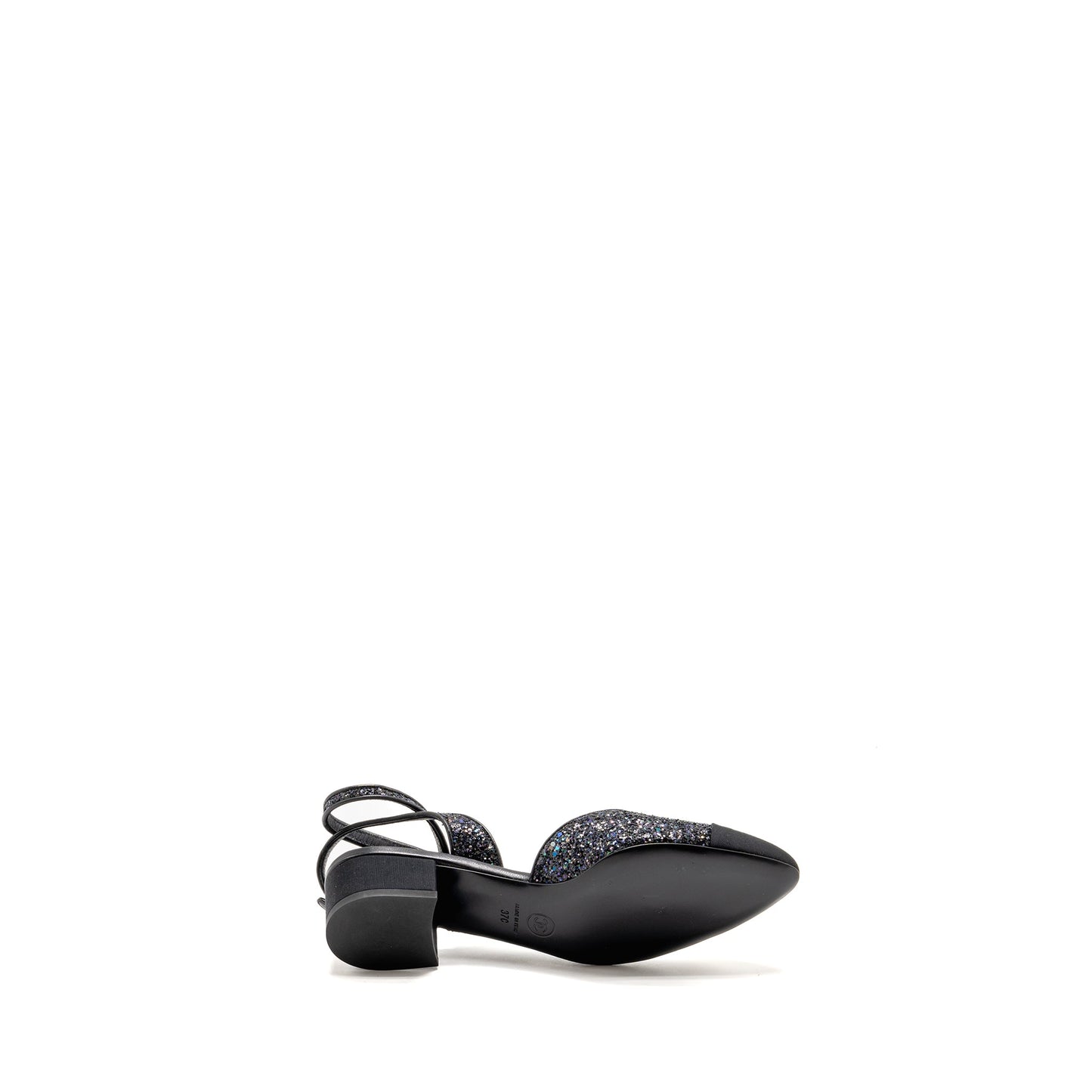 Chanel size 37 sling back sequins black