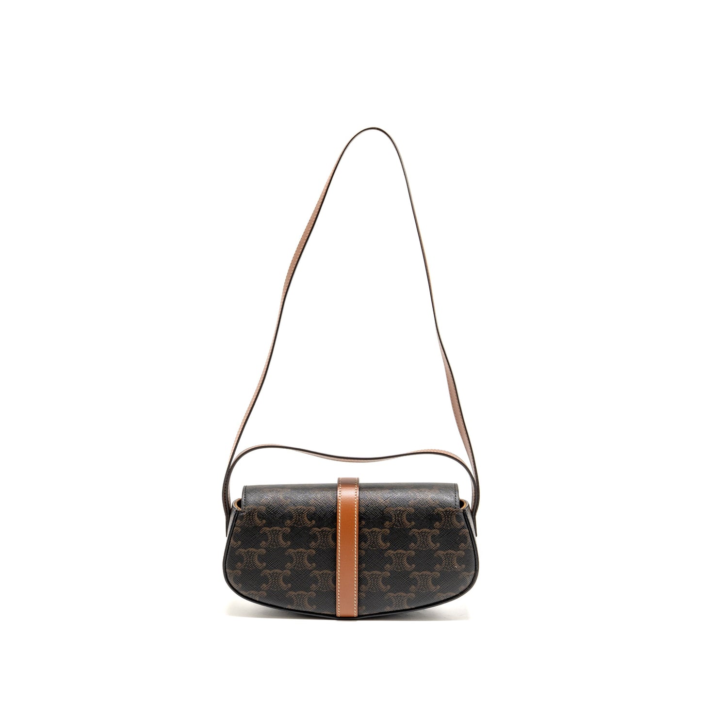 Celine Clutch On Strap Tabou Triomphe Canvas/Calfskin Tan GHW