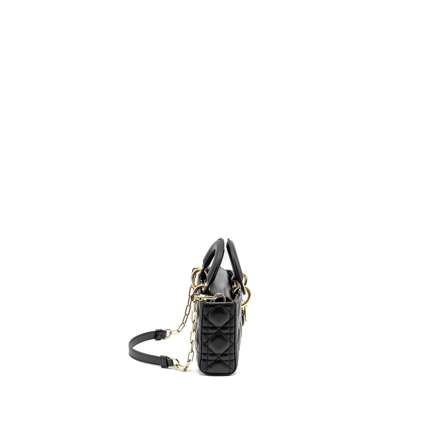 Luxury Dior lady D-Joy Small  Bag Lambskin Black LGHW